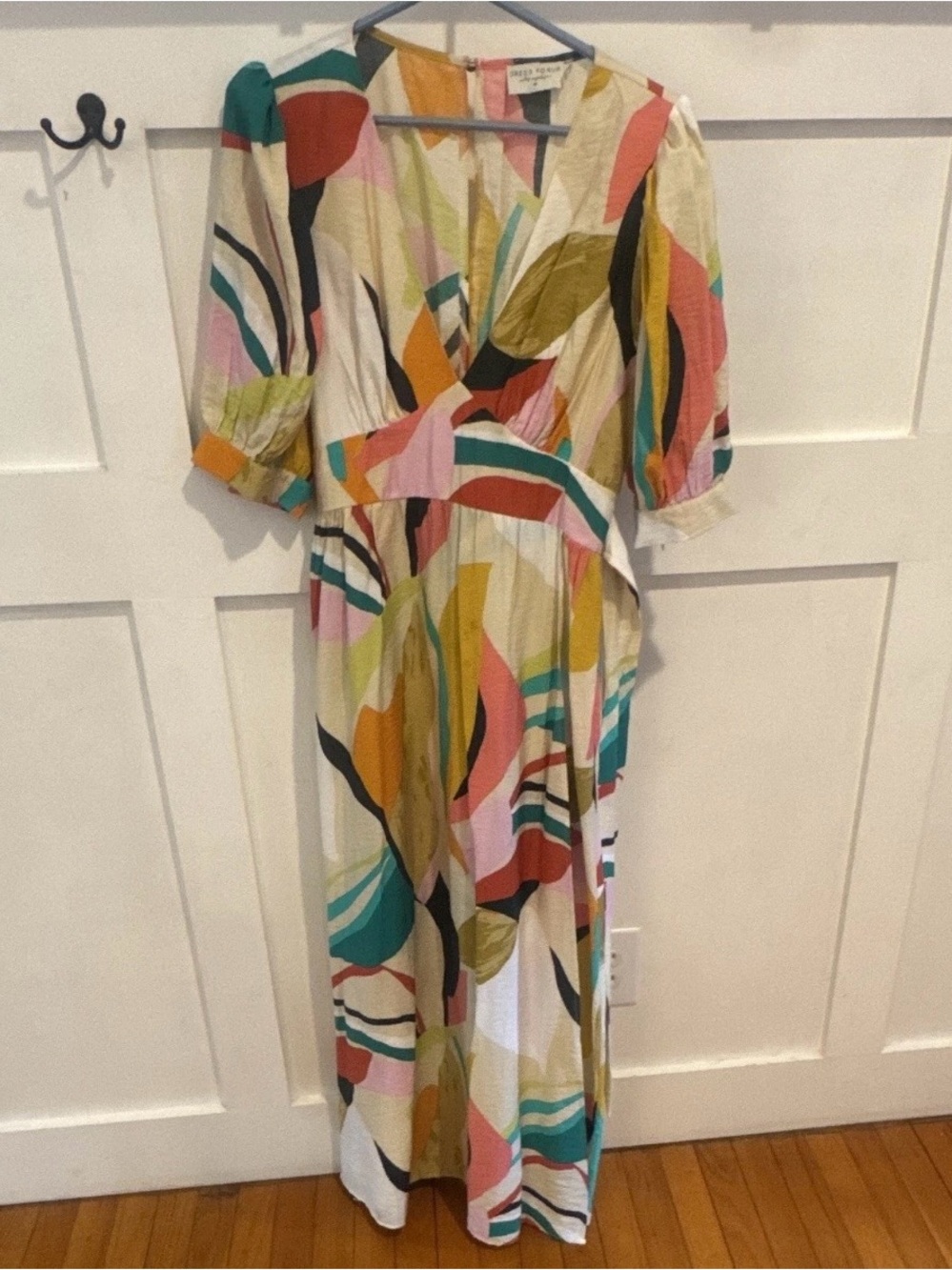 Dress Forum Cream Multi-Color Abstract Wrap Maxi Dress